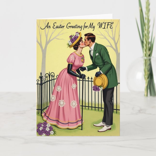 Sweetheart Kiss Vintage Style Card Kort (Framsida)