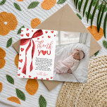 Sweetheart Photo Thank You Card Inbjudningar<br><div class="desc">A beautiful way to say thanks! This photo thank you card features a watercolor red bow and hearts design with a spot for your birthday girl's photo. A sweet memento for guests from her "Sweetheart" themed first birthday party.</div>