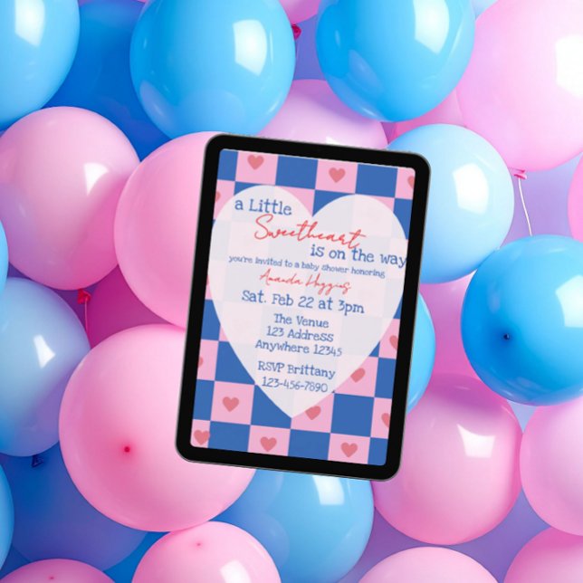Sweetheart Pink Blue Checker Baby Shower Inbjudningar (Skapare uppladdad)