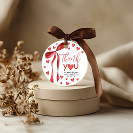 Sweetheart Red Bow Favor Tags Gåvor Etiketter