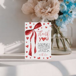 Sweetheart Red Bow Thank You Card Inbjudningar