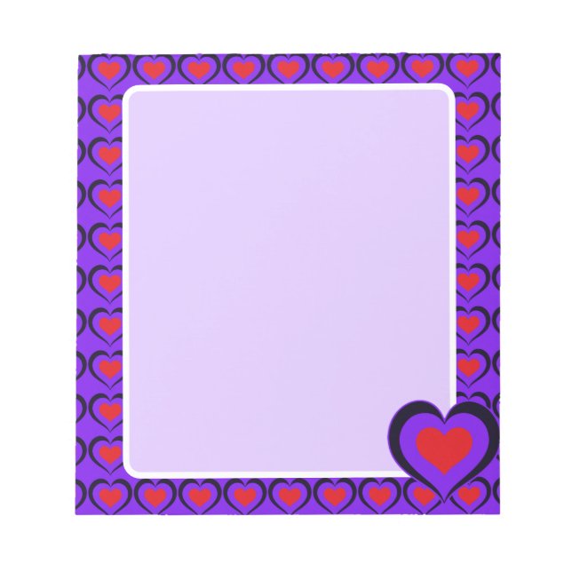 Sweetheart Red & Purple Hearts  Anteckningsblock (Framsida)