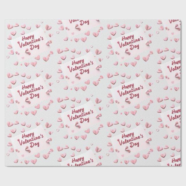 Sweetheart Scatter: Coral and Pastel Pink Hearts Presentpapper (Platt)