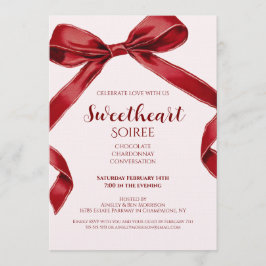 Sweetheart Soiree Elegant Bow Valentines Day Party Inbjudningar