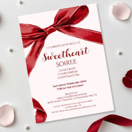 Sweetheart Soiree Elegant Bow Valentines Day Party Inbjudningar