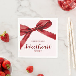 Sweetheart Soiree Elegant Bow Valentines Day Party Pappersservett