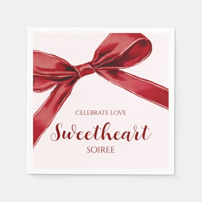 Sweetheart Soiree Elegant Bow Valentines Day Party Pappersservett (Framsidan)