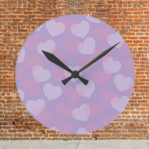 Sweetheart Sprinkle Lavendel Hjärtväggur & Clock Rund Klocka