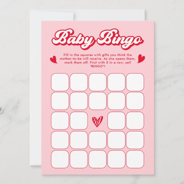 Sweetheart Valentine Baby Shower Baby Bingo Game Inbjudningar (Framsida)