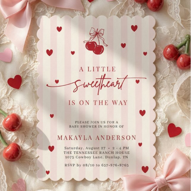 Sweetheart Valentine Girl Baby Shower Inbjudningar (Skapare uppladdad)