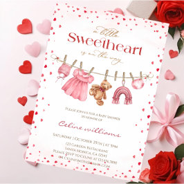 Sweetheart valentine's clothesline baby shower inbjudningar