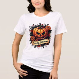 Sweetly Haunted Gothic Blommigt Pumpkin - Hallowee T Shirt