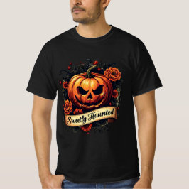 Sweetly Haunted Gothic Blommigt Pumpkin - Hallowee T Shirt
