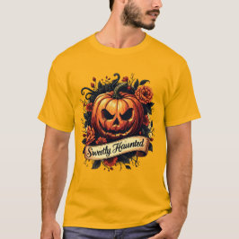 Sweetly Haunted Gothic Blommigt Pumpkin - Hallowee T Shirt