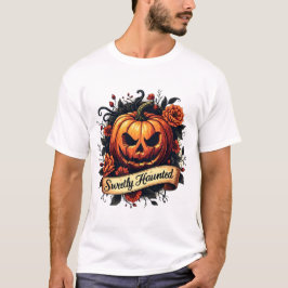 Sweetly Haunted Gothic Blommigt Pumpkin - Hallowee T Shirt