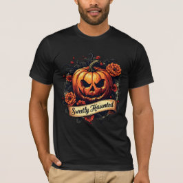 Sweetly Haunted Gothic Blommigt Pumpkin - Hallowee T Shirt