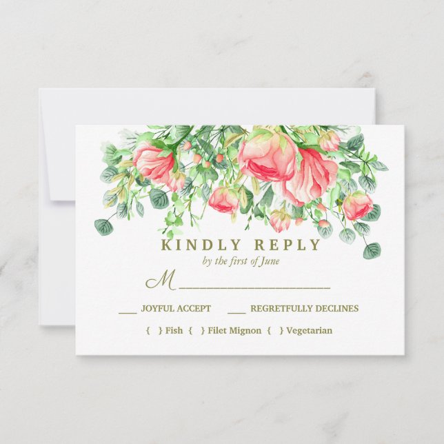 Sweetly Romantic | Blommigt Bröllop Meal Choal OSA Kort (Framsida)