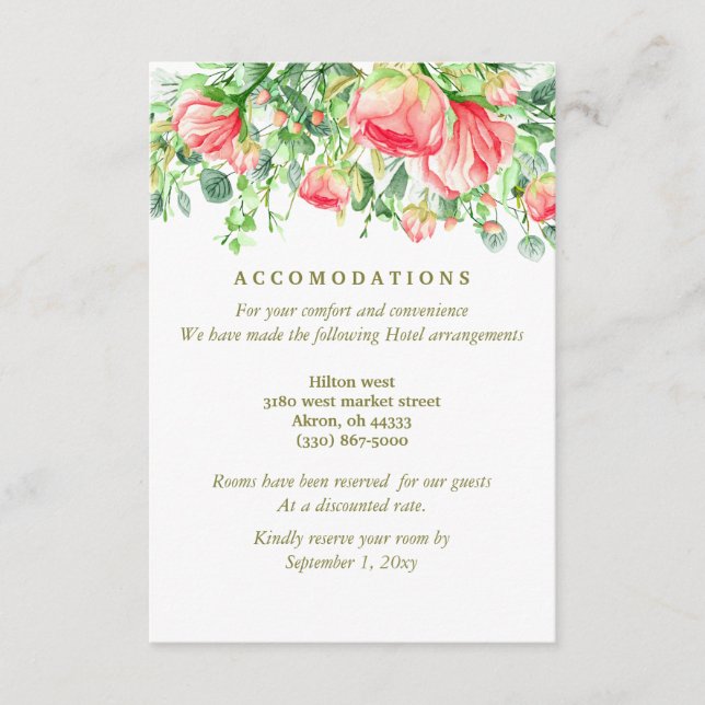 Sweetly Romantic | Inkvartering i Blommigt Bröllop Tilläggskort (Framsida)
