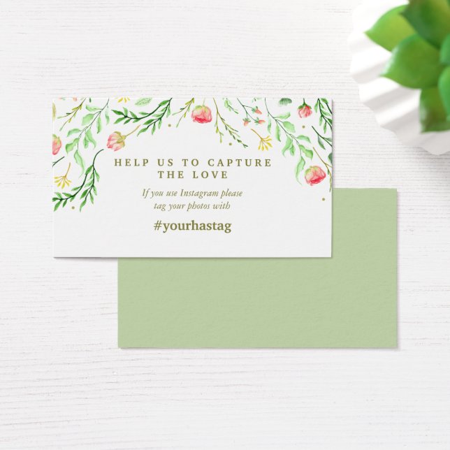 Sweetly Romantic | Instagram för Blommigt Bröllop Visitkort (Skivbord)