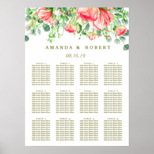 Sweetly Romantic Sätesdiagram för Blommigt Bröll Poster