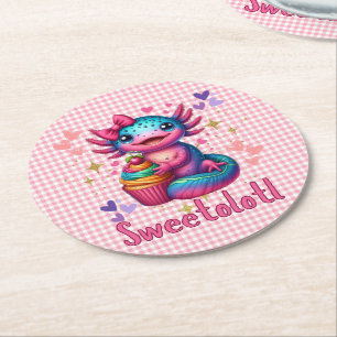 Sweetolotl Vibes Axolotl Cuteness Älskare Underlägg Papper Rund