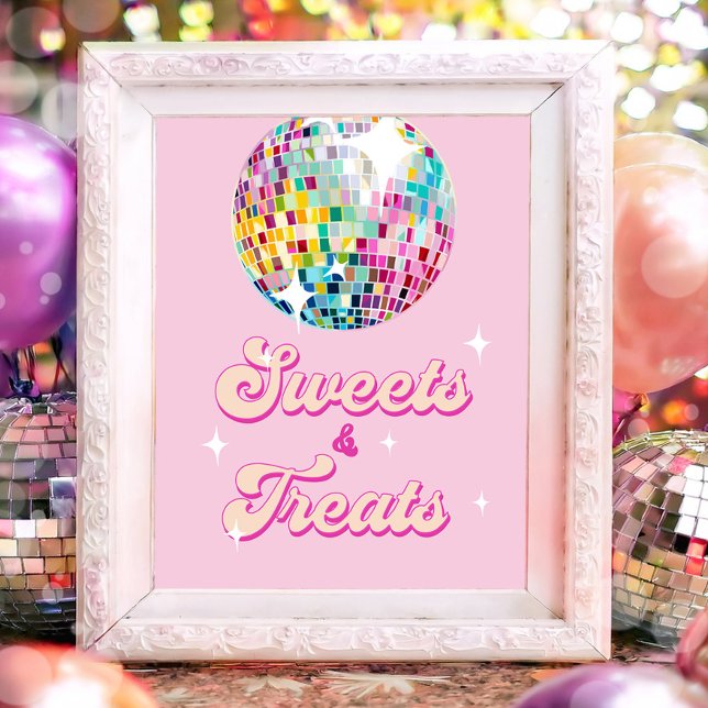 Sweets and Treats Disco Ball Retro Groovy Birthday Poster (Skapare uppladdad)