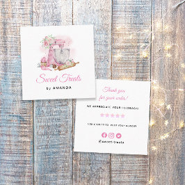 Sweets Treats Rosa Tack Fyrkantigt Visitkort