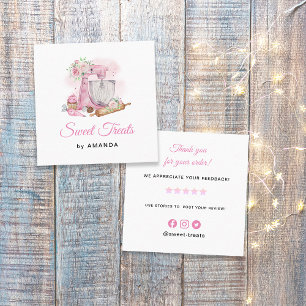 Sweets Treats Rosa Tack Fyrkantigt Visitkort