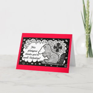 Swell Platypus Valentines Day Card Helgkort