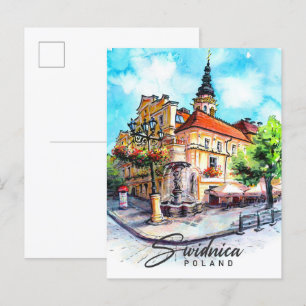 Swidnica Poland Watercolor Painting Travel Vykort