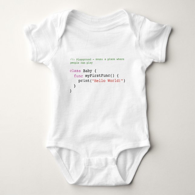 Swift Hello World Baby Jersey Body, Vit T-shirt (Framsida)