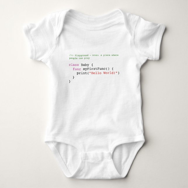 Swift Hello World Baby Jersey Body, Vit Tröja (Framsida)