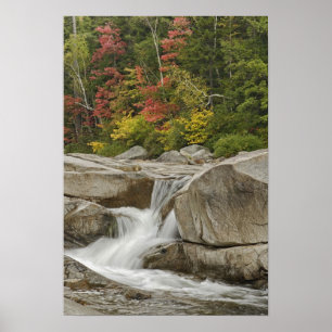 Swift River som kaskar genom sten, White Poster