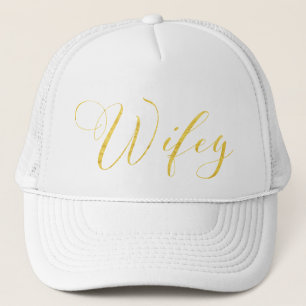 SWILRING-GULD SKRIVAR WIFEY I SVART TRUCKERKEPS