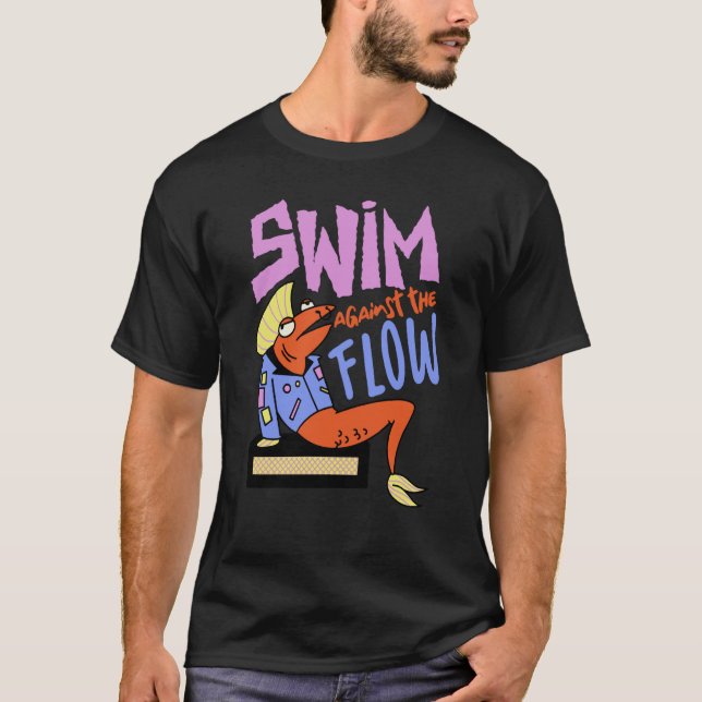 swim against flow fish t shirt (Framsida)