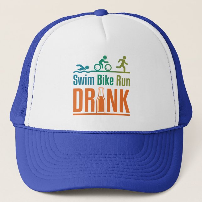 Swim Bike Run Drink Funny Triathlon Drinking Keps (Framsida)