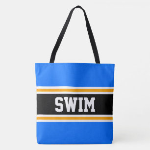 SWIM Kul atletisk ljusblå svart orange ränder Tygkasse