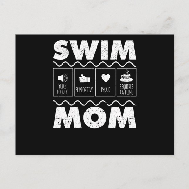 Swim Mom Content Funny Swimming Mom Swimmer Vykort (Framsida)