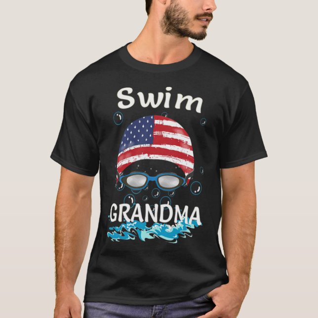 Swim Swimmer Funny Swimming Grandma Goggles Cap ho T Shirt (Framsida)