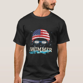 Swim Swimmer Swimming Sports Usa Flag Cap T Shirt