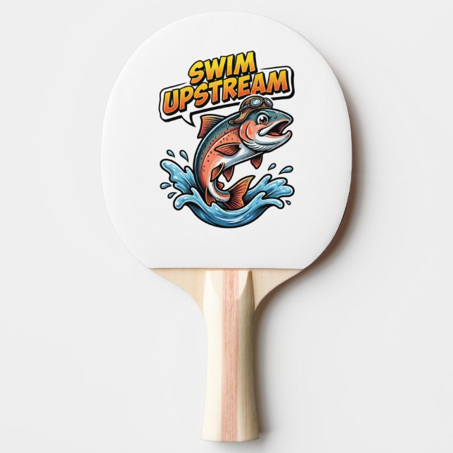 Swim Upstream Salmon Motivational Pingisracket (Framsidan)