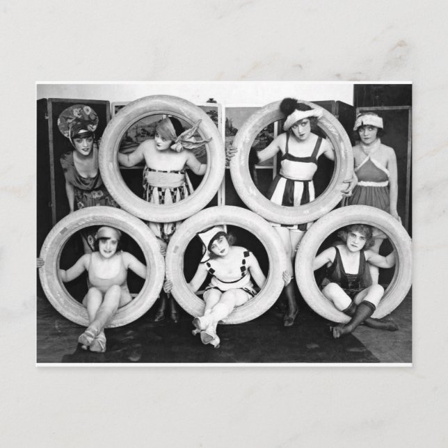 Swimdress Flapper-flickor Vykort (Framsida)