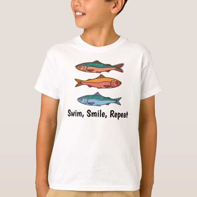 swime, smile, repeat, Tuna Kids T-Shirt (Framsida)