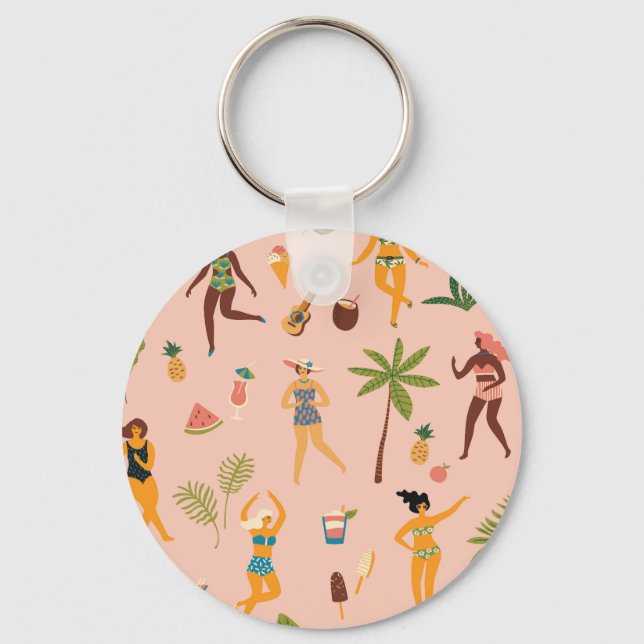 Swimfit Dam: Tropical Vintage Dance Nyckelring (Framsida)