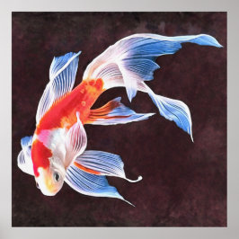 Swiming Goldfish Realistic Fine Art Poster