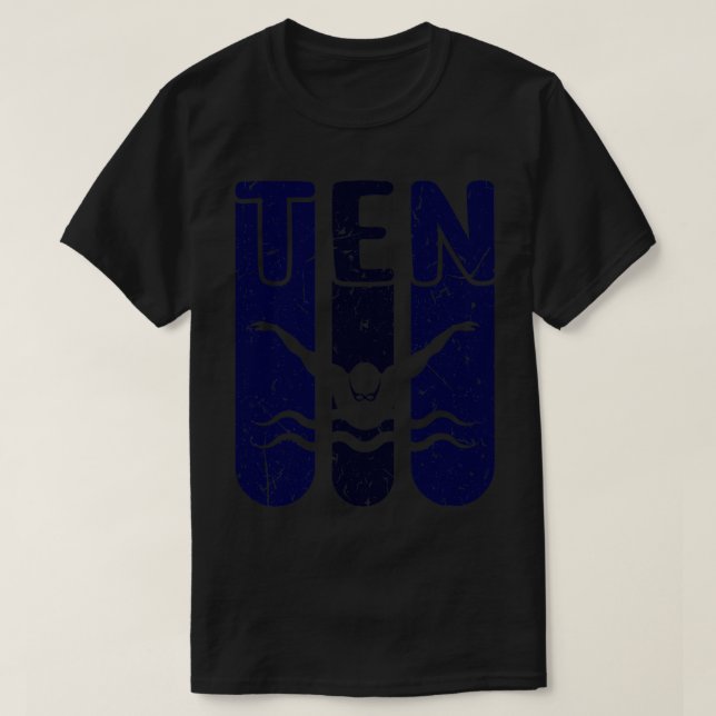 Swimmer 10:e födelsedagssimning t shirt (Design framsida)