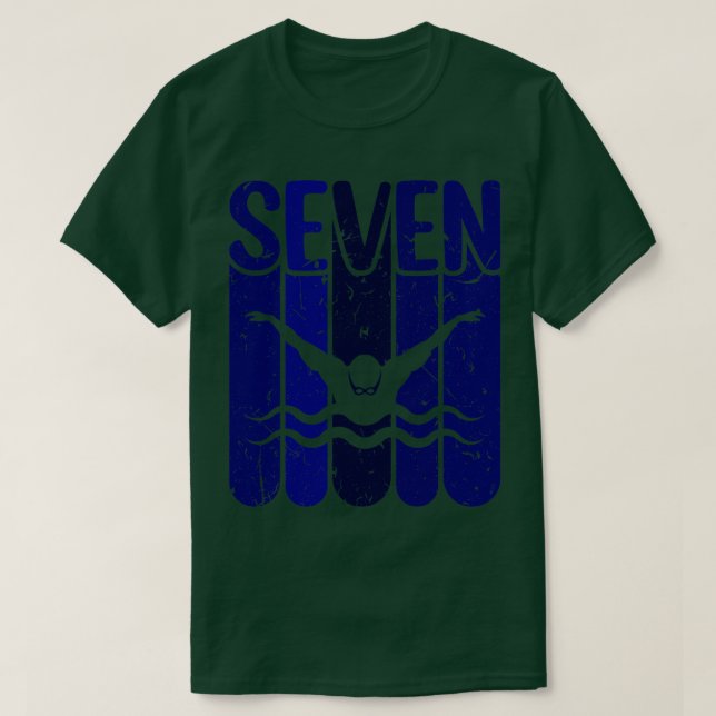 Swimmer 7:e Birthday Swimming T Shirt (Design framsida)