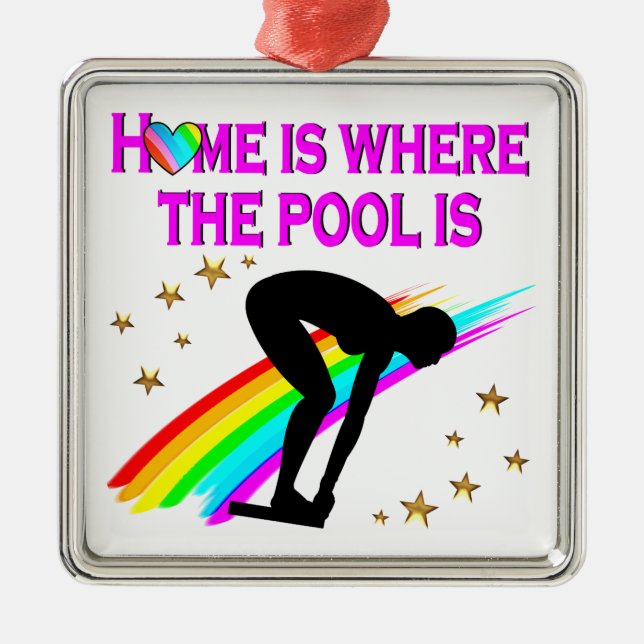 SWIMMER ÄR ALLTID REDOT FÖR BASSÄNG JULGRANSPRYDNAD METALL (Framsidan)