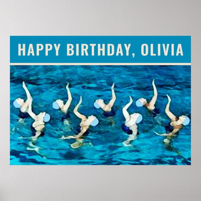 Swimmer Birthday Swimming Party Poster (Framsidan)