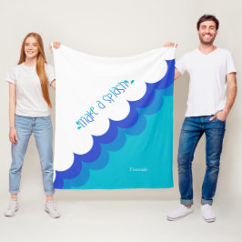 Swimmer Blue and White Make a Stänk Fleecefilt